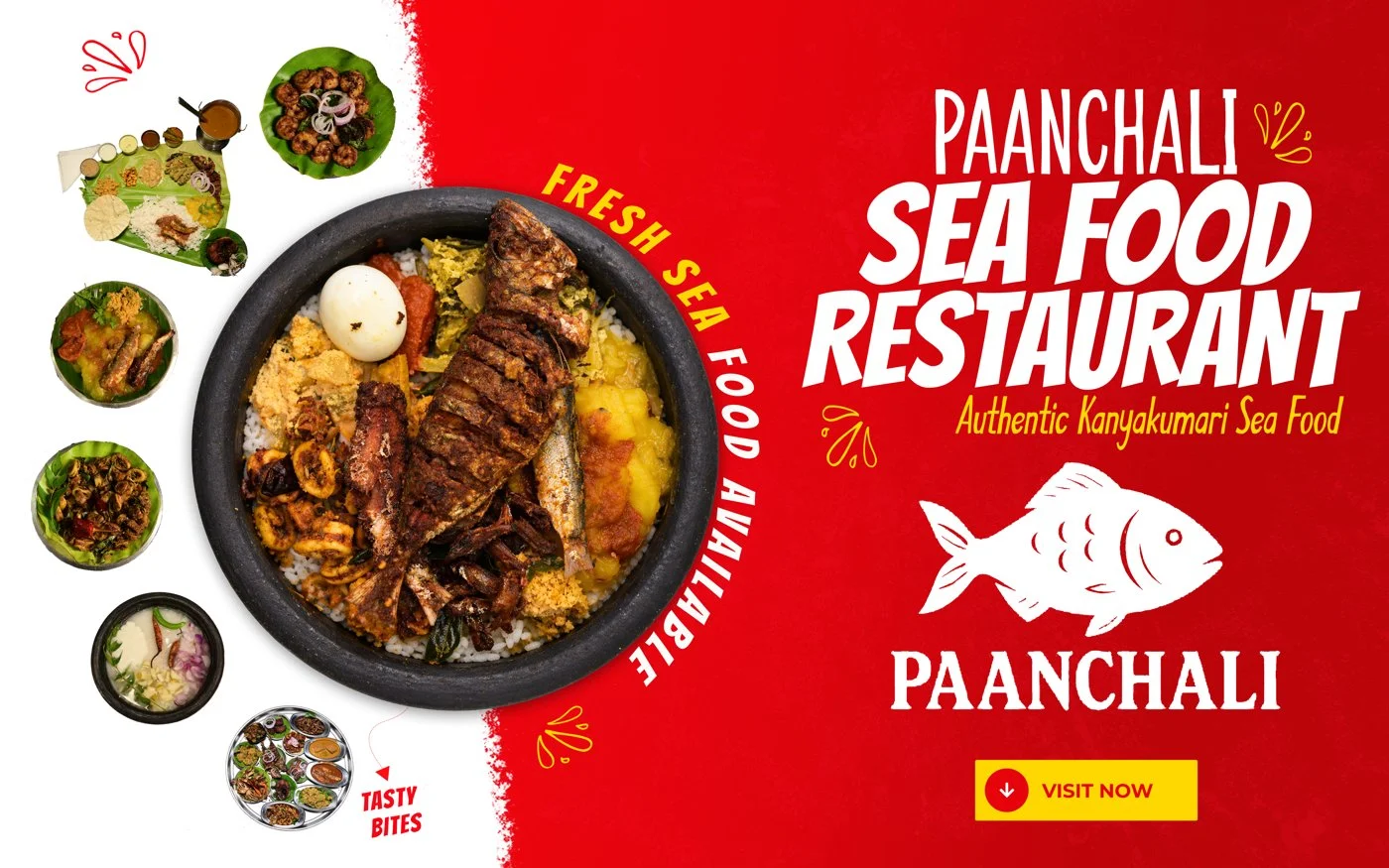 Final hoarding design by Brandme for Paanchali Sea Food Restaurant — 24 ft × 15 ft, Marthandam (SH-90)
